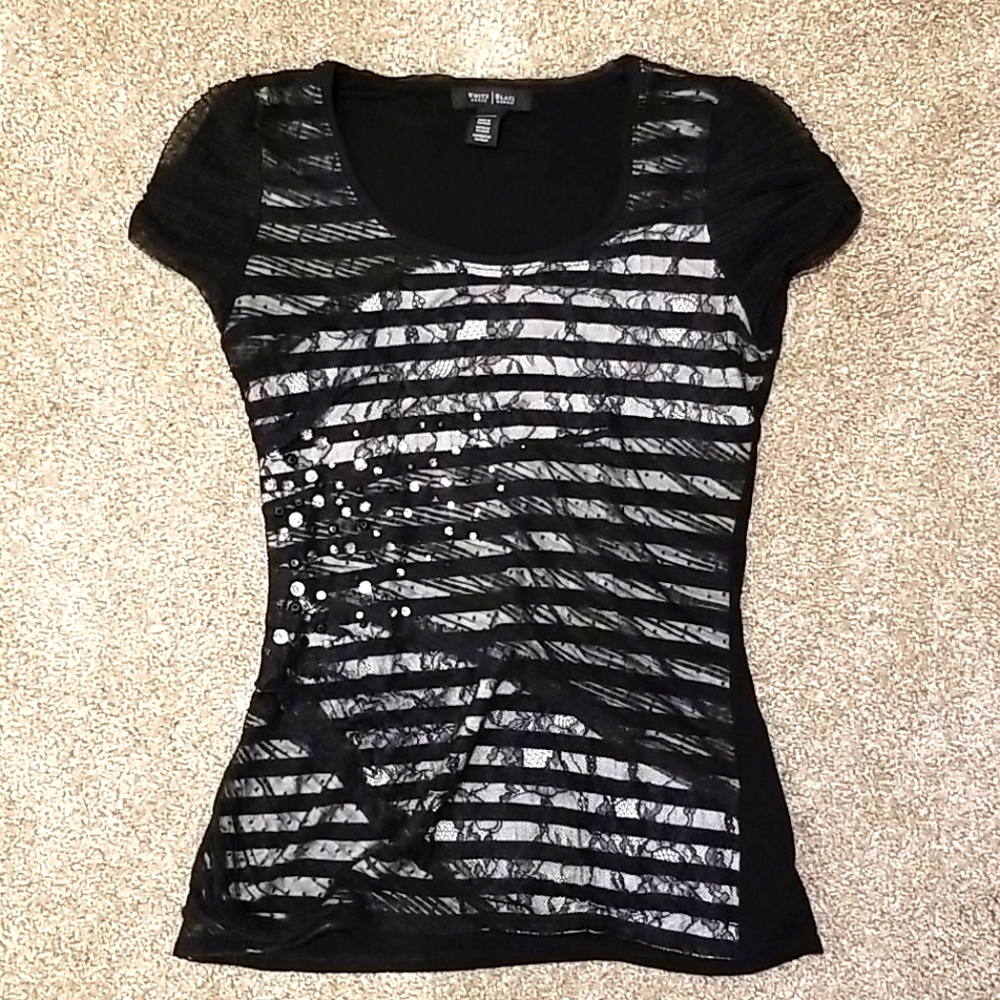 WHBM Lace Sequined Shirt